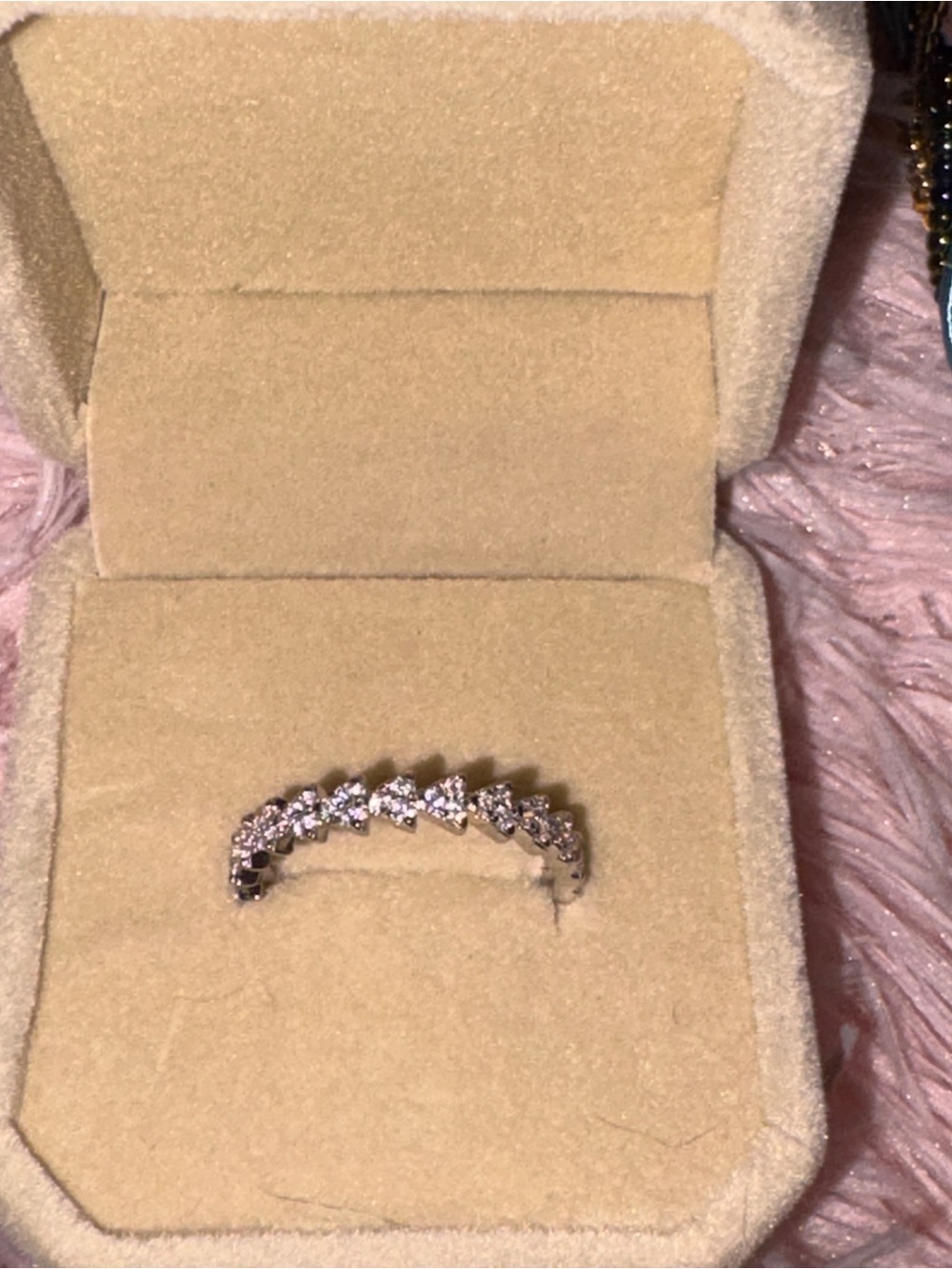 Moissanite Diamond Sterling Silver Band Size 8 With Box - Picture 8 of 8